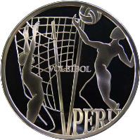 Peru coin 1 Nuevo Sol - Volleyball (2007) obverse obverse of 1 Nuevo Sol - Volleyball (2007) coin with KM# 357 from Peru. Inscription: VOLEIBOL PERU