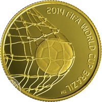 Israel coin 5 New Sheqalim - 2014 FIFA World Cup Brazil (2013) reverse reverse of 5 New Sheqalim - 2014 FIFA World Cup Brazil (2013) coin with KM# 514 from Israel. Inscription: 2014 FIFA WORLD CUP BRAZIL ™