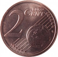 reverse of 2 Euro Cent (2015 - 2018) coin with KM# 206 from Lithuania. Inscription: 2 EURO CENT LL