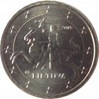 obverse of 10 Euro Cent (2015 - 2018) coin with KM# 208 from Lithuania. Inscription: 2015 LIETUVA