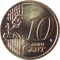 reverse of 10 Euro Cent (2015 - 2018) coin with KM# 208 from Lithuania. Inscription: 10 EURO CENT LL