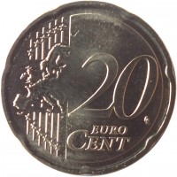 reverse of 20 Euro Cent (2015 - 2018) coin with KM# 209 from Lithuania. Inscription: 20 EURO CENT LL