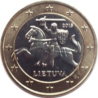 Lithuania coin 1 Euro (2015 - 2018) obverse obverse of 1 Euro (2015 - 2018) coin with KM# 211 from Lithuania. Inscription: 2015 LIETUVA