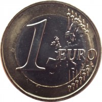 reverse of 1 Euro (2015 - 2018) coin with KM# 211 from Lithuania. Inscription: 1 EURO