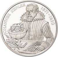 obverse of 10 Euro - Eggenberg Castle (2002) coin with KM# 3099 from Austria. Inscription: JOHANNES KEPLER 1571 - 1630