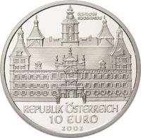 Austria coin 10 Euro - Eggenberg Castle (2002) reverse reverse of 10 Euro - Eggenberg Castle (2002) coin with KM# 3099 from Austria. Inscription: SCHLOSS EGGENBERG REPUBLIK ÖSTERREICH 10 EURO 2002