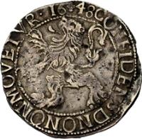 Dutch Republic coin 1 Leeuwendaalder (1646 - 1650) obverse obverse of 1 Leeuwendaalder (1646 - 1650) coin with KM# 42.2 from Dutch Republic. Inscription: CONFIDENS DNO NON MOVETVR 1648