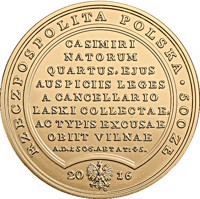 Poland coin 500 Złotych - Aleksander Jagiellończyk (John Alexander Jagiellon) (2016) obverse obverse of 500 Złotych - Aleksander Jagiellończyk (John Alexander Jagiellon) (2016) coin with Y# 970 from Poland. Inscription: RZECZPOSPOLITA POLSKA · 500 ZŁ 2016 mw CASIMIRI NATORUM QUARTUS, EJUS AUSPICIIS LEGES A CANCELLARIO LASKI COLLECTAE, AC TYPIS EX