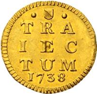 Dutch Republic coin 1 Stuiver - Bezemstuiver (1738 - 1789) reverse reverse of 1 Stuiver - Bezemstuiver (1738 - 1789) coin with KM# 90a from Dutch Republic. Inscription: TRA IEC TUM 1738