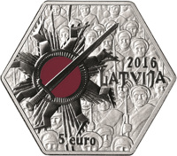 Latvia coin 5 Euro - To commemorate the heroes of the Christmas Battles (2016) obverse obverse of 5 Euro - To commemorate the heroes of the Christmas Battles (2016) coin with KM# 179 from Latvia. Inscription: 2016 LATVIJA 5 EURO