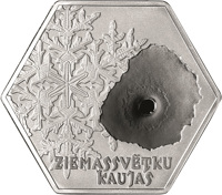reverse of 5 Euro - To commemorate the heroes of the Christmas Battles (2016) coin with KM# 179 from Latvia. Inscription: ZIEMASSVĒTKU KAUJAS