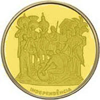 reverse of 2500 Dobras - Independence (1977) coin with KM# 38 from São Tomé and Príncipe. Inscription: INDEPENDÊNCIA
