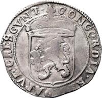 Dutch Republic coin 1 Ducat (1659 - 1680) reverse reverse of 1 Ducat (1659 - 1680) coin with KM# 42 from Dutch Republic. Inscription: CONCORDIA . RES . PARVAE . CRESCVNT .