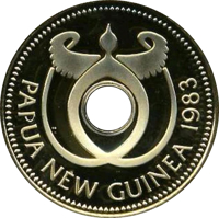 obverse of 100 Kina - Elizabeth II - 10th Anniversary of the Bank of Papua New Guinea (1983) coin with KM# 24 from Papua New Guinea. Inscription: PAPUA NEW GUINEA 1983