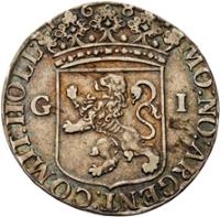 Dutch Republic coin 1 Guilder (1681 - 1682) obverse obverse of 1 Guilder (1681 - 1682) coin with KM# 60.1 from Dutch Republic. Inscription: G I MO NO ARGENT COMIT HOLL