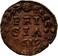 Dutch Republic coin 1 Duit - Reckheim (1604 - 1620) reverse reverse of 1 Duit - Reckheim (1604 - 1620) coin with KM# 16 from Dutch Republic. Inscription: FRI SIA 1619