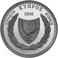 obverse of 5 Euro - Dimitris Lipertis on the 150th anniversary of his birth (2016) coin from Cyprus. Inscription: ΚΥΠΡΟΣ CYPRUS KIBRIS 2016 1960