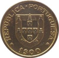 obverse of 1 Escudo - World Roller Hockey Championship Games (1982) coin with KM# 612 from Portugal. Inscription: · REPUBLICA PORTUGUESA · 1$00