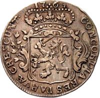 Dutch Republic coin 1/4 Ducat (1762 - 1793) reverse reverse of 1/4 Ducat (1762 - 1793) coin with KM# 99 from Dutch Republic. Inscription: CONCORDIA RES PARVÆ CRESCUNT