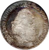 German States coin 1/3 Reichsthaler - Friedrich Wilhelm II (1787 - 1798) obverse obverse of 1/3 Reichsthaler - Friedrich Wilhelm II (1787 - 1798) coin with KM# 344 from German States. Inscription: FRIED.WILHELM KOENIG VON PRUSSEN