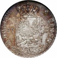 reverse of 1/3 Reichsthaler - Friedrich Wilhelm II (1787 - 1798) coin with KM# 344 from German States. Inscription: 3 EINEN R.THALER. 17 93 A