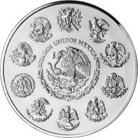 obverse of 100 Pesos - Calendario Azteca - Silver Bullion (2007 - 2014) coin with KM# 921 from Mexico. Inscription: ESTADOS UNIDOS MEXICANOS