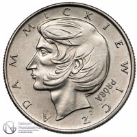 Poland coin 10 Złotych - Adam Mickiewicz (1974) reverse reverse of 10 Złotych - Adam Mickiewicz (1974) coin with KM# Pr226 from Poland. Inscription: ADAM MICKIEWICZ PRÓBA AJ