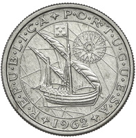 Portugal coin 2.50 Escudos (1961 - 1962) obverse obverse of 2.50 Escudos (1961 - 1962) coin from Portugal. Inscription: ✦R·E·P·Ú·B·L·I·C·A✦P·O·R·T·U·G·U·E·S·A✦ M. NORTE SCULP MARTINS BARATA DEL.