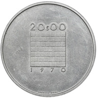 Portugal coin 20 Escudos (1970) reverse reverse of 20 Escudos (1970) coin from Portugal. Inscription: 20$00 1970 ENSAIO AMÉRICO GRAV.