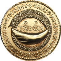 reverse of 100 Dollars - Elizabeth II (1990 - 1992) coin with KM# 59 from Fiji. Inscription: TABUA