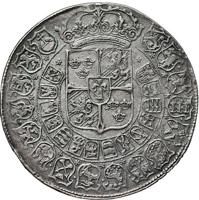 Sweden coin 2 Riksdaler - Gustav II Adolf - Coronation of Gustav II Adolf as King of Sweden (1617) reverse reverse of 2 Riksdaler - Gustav II Adolf - Coronation of Gustav II Adolf as King of Sweden (1617) coin with KM# 85 from Sweden.