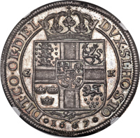 reverse of 1 Speciedaler - Frederik III (1667) coin with KM# 288 from Denmark. Inscription: G | K * 1667 * DVX·SL·HO·STO | DIT·CO·OL&DEL