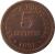 reverse of 5 Centavos (1920 - 1922) coin with KM# 569 from Portugal. Inscription: REPUBLICA PORTUGUESA 5 CENTAVOS · 1921 ·