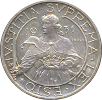 San Marino coin 10 Lire (1931) obverse obverse of 10 Lire (1931) coin with KM# Pr3 from San Marino.