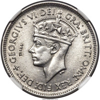 British West Africa coin 1 Shilling - George VI (1952) obverse obverse of 1 Shilling - George VI (1952) coin with KM# TS3 from British West Africa. Inscription: GEORGIVS VI DEI GRA:BRITT: OMN: REX FID: DEF: TRIAL