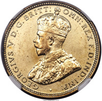 obverse of 1 Shilling - George V (1936) coin with KM# Pn6 from British West Africa. Inscription: GEORGEIVS V D. G. BRITT: OMN: REX F. D. IND: IMP: