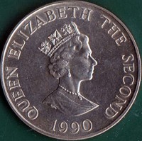Alderney coin 2 Pounds - Elizabeth II - Queen Mother's 90th Birthday (1990) obverse obverse of 2 Pounds - Elizabeth II - Queen Mother's 90th Birthday (1990) coin with KM# 2 from Alderney. Inscription: QUEEN ELIZABETH THE SECOND 1990