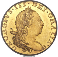 obverse of 1 Guinea - George III (1776) coin with KM# Pn55 from United Kingdom.