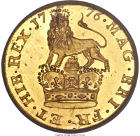 reverse of 1 Guinea - George III (1776) coin with KM# Pn55 from United Kingdom.