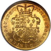 United Kingdom coin 2 Guineas - George III (1773) reverse reverse of 2 Guineas - George III (1773) coin with KM# Pn51 from United Kingdom. Inscription: M·B·F·ET·H·REX·F·D·B·ET·L·D·S·R·I·A·T·ET·E·17 73·