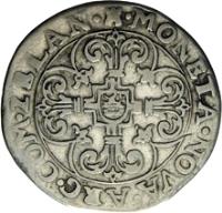 Spanish Netherlands coin Snaphaanschelling (1581 - 1795) reverse reverse of Snaphaanschelling (1581 - 1795) coin from Spanish Netherlands. Inscription: MONETA . NOVA . ARG . COM . ZELAN