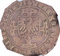 German States coin 1 Mariengroschen (1491) reverse reverse of 1 Mariengroschen (1491) coin from German States. Inscription: VRBS:AQ | VЄnSIS: | RЄGnI:SЄ | CЄS:1Ω91
