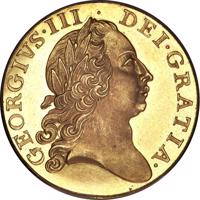 obverse of 1 Guinea - George III (1761) coin with KM# Pn41 from United Kingdom. Inscription: GEORGIVS·III · DEI·GRATIA·