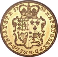 United Kingdom coin 2 Guineas - George II (1733) reverse reverse of 2 Guineas - George II (1733) coin with KM# Pn37 from United Kingdom. Inscription: M·B·F·ET·H·REX·F·D·B·ET·L·D·S·R·I·A·T·ET·E·17 33·