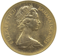 Bahamas coin 100 Dollars - Elizabeth II (1967) obverse obverse of 100 Dollars - Elizabeth II (1967) coin with KM# 14 from Bahamas. Inscription: ELIZABETH II BAHAMA ISLANDS
