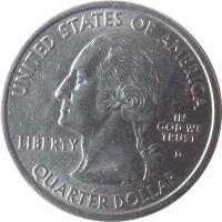 obverse of 1/4 Dollar - Virginia - Washington Quarter (2000) coin with KM# 309 from United States. Inscription: UNITED STATES OF AMERICA LIBERTY D IN GOD WE TRUST QUARTER DOLLAR