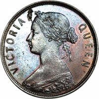 obverse of 1 Cent - Victoria (1864) coin with KM# Pn2 from Canada. Inscription: VICTORIA QUEEN