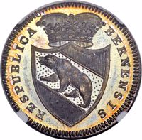 Swiss cantons coin 2 Franken (1835) obverse obverse of 2 Franken (1835) coin with KM# 198 from Swiss cantons. Inscription: RESPUBLICA BERNENSIS