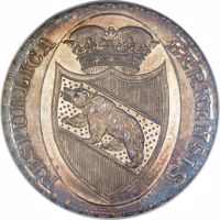 Swiss cantons coin 4 Franken (1835) obverse obverse of 4 Franken (1835) coin with KM# 199 from Swiss cantons. Inscription: DOMINUS PROVIDEBIT 1835