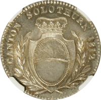 Swiss cantons coin 1 Frank (1812) obverse obverse of 1 Frank (1812) coin with KM# 70 from Swiss cantons. Inscription: CANTON SOLOTHURN 1812